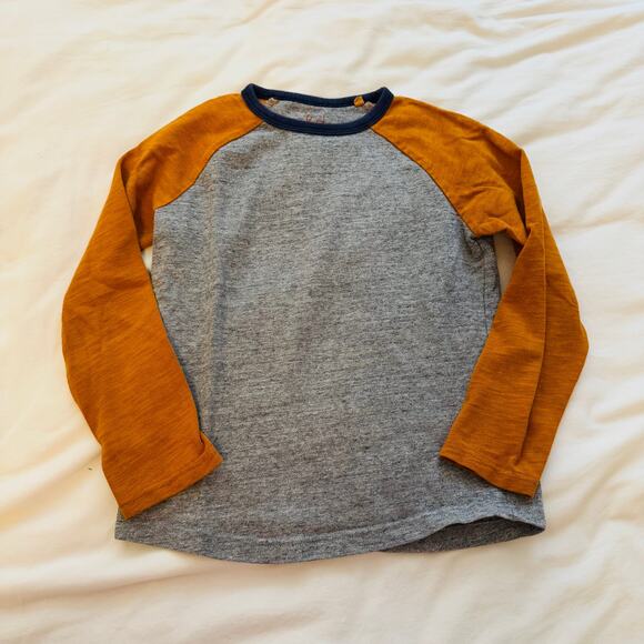 Mini Boden Rust Gray Navy Blue Casual Long Sleeve Crew Neck T-Shirt 7-8Y - Picture 1 of 3
